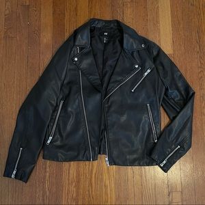 H&M Medium Black Leather Moto Jacket